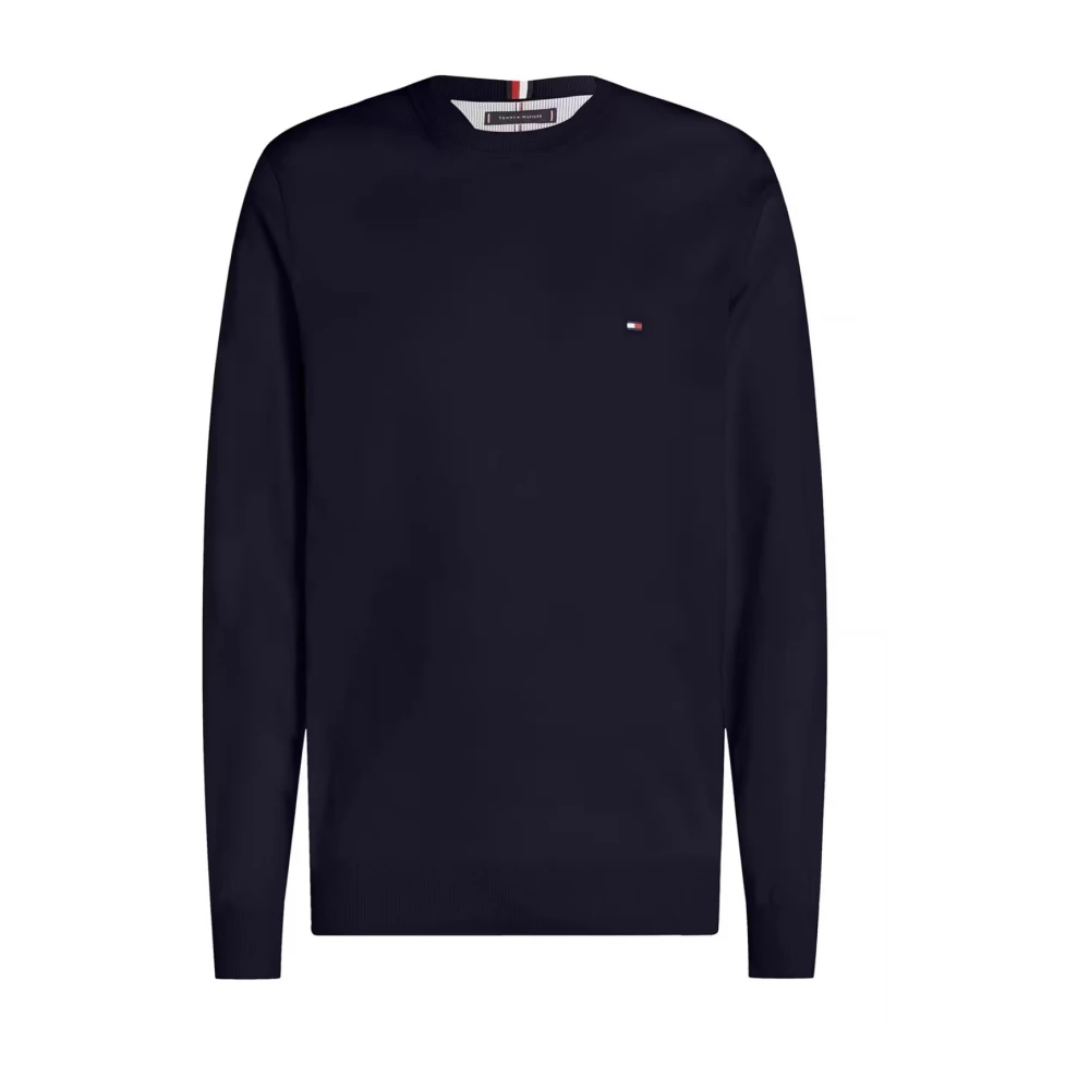 Tommy Hilfiger Ikonisk Bomull Kashmir Tröja - V-ringning Blue, Herr