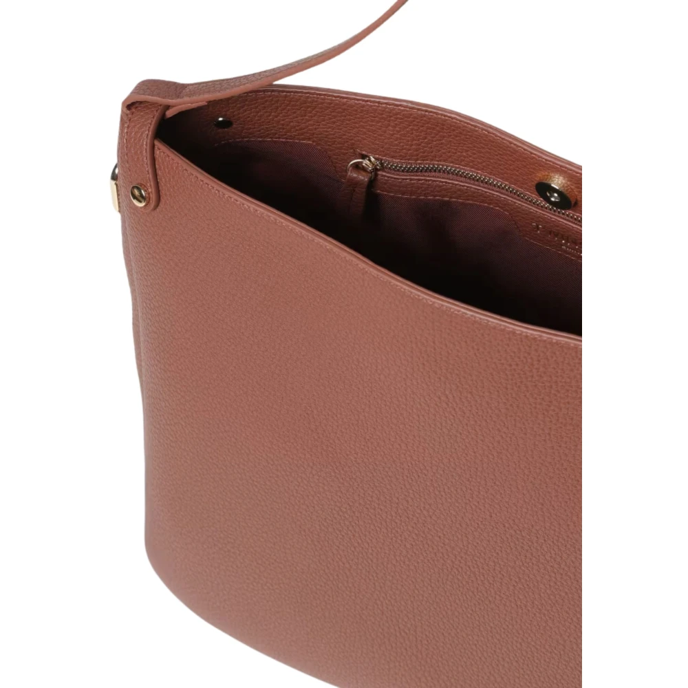 Twinset Bruine leren schoudertas met rits Brown Dames