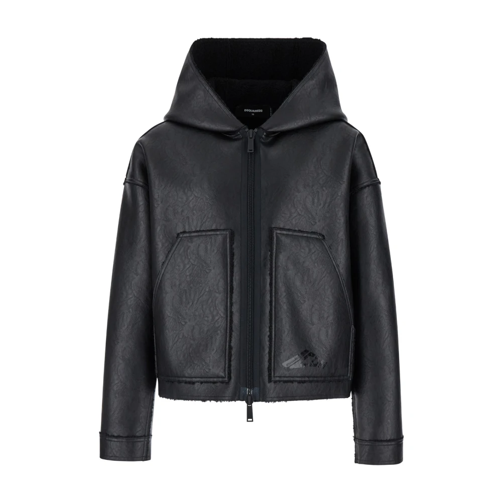 Dsquared2 Zwarte Iconische Front Zip Jas Black Heren