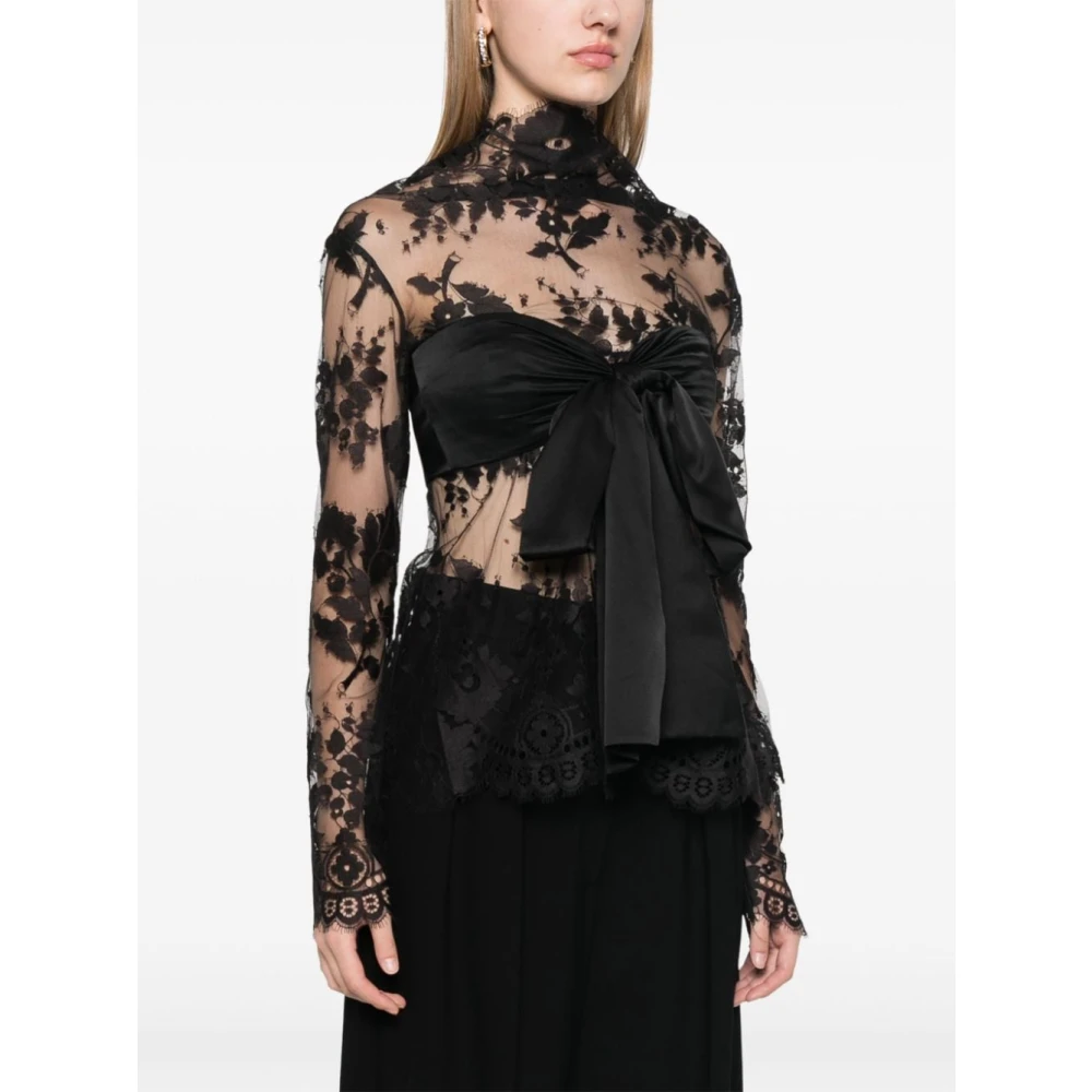 Zimmermann Bloemenkant trui met strikdetail Black Dames