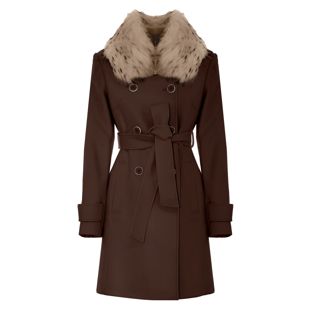 Kocca Jas met bontkraag Brown Dames