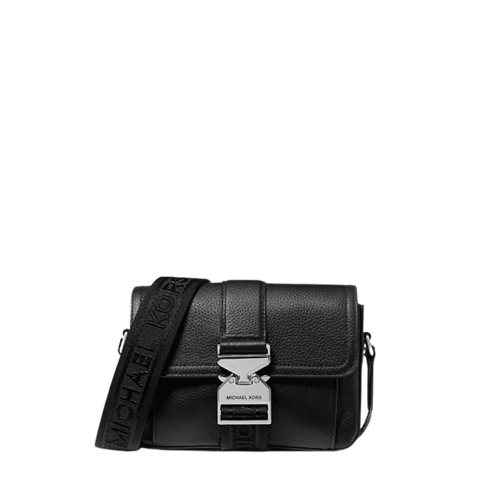 Michael Kors Leren Crossbody Tas Hudson Hammered Black Heren