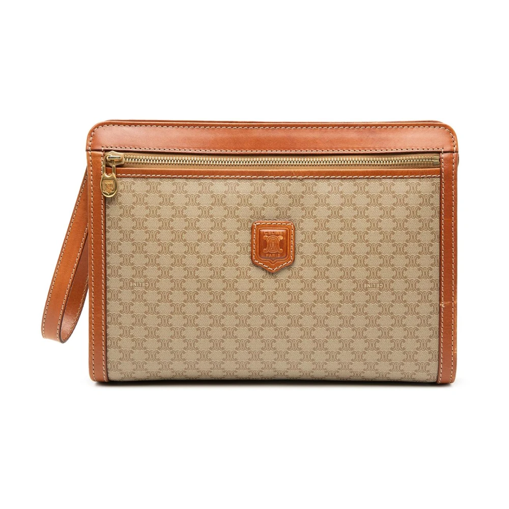 Celine Vintage Women's Brown Vintage Clutches, One Size, Pre-Owned Printed Flat Pouch