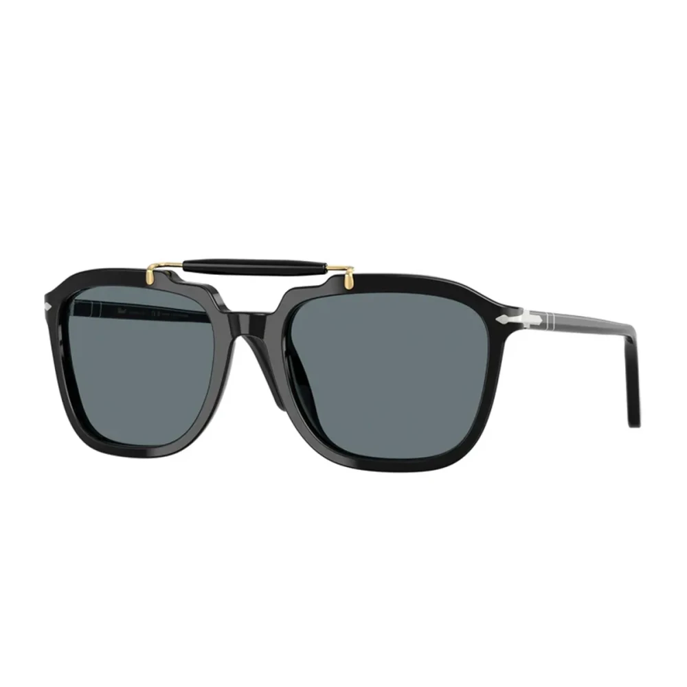 Persol Unisex Black Senna Series Sunglasses Polarized Blue Medium