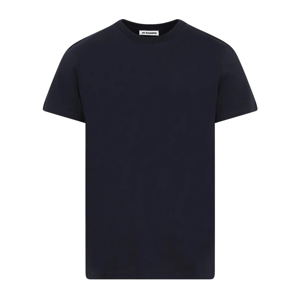 Jil Sander Blauwe Geribbelde Crew Neck T-shirts en Polos Blue Heren