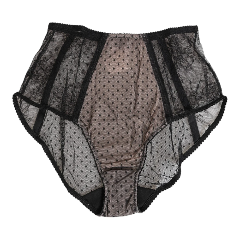 Dolce & Gabbana Women's Multicolor Black Sheer Polka Dot Lace Briefs - Underpants - S - Underwear