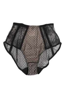 Svart Sheer Polka Dot Spets Briefs