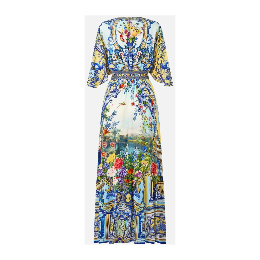 Camilla Zijden jurk met zoom ruche Multicolor Dames