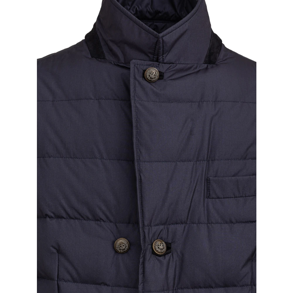 Dolce & Gabbana Double-breasted jas met geborduurde knopen Blue Heren