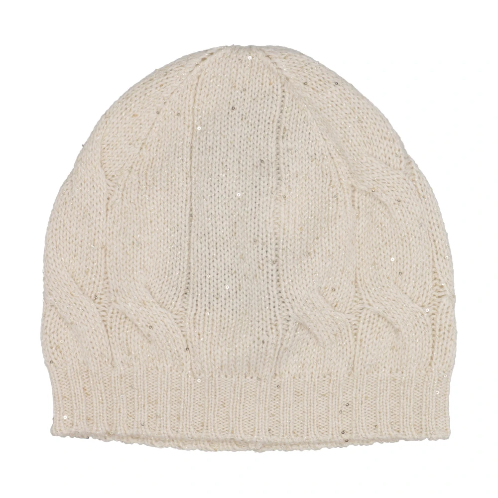 Gran Sasso Vrouw Beige Sequin Cable Beanie