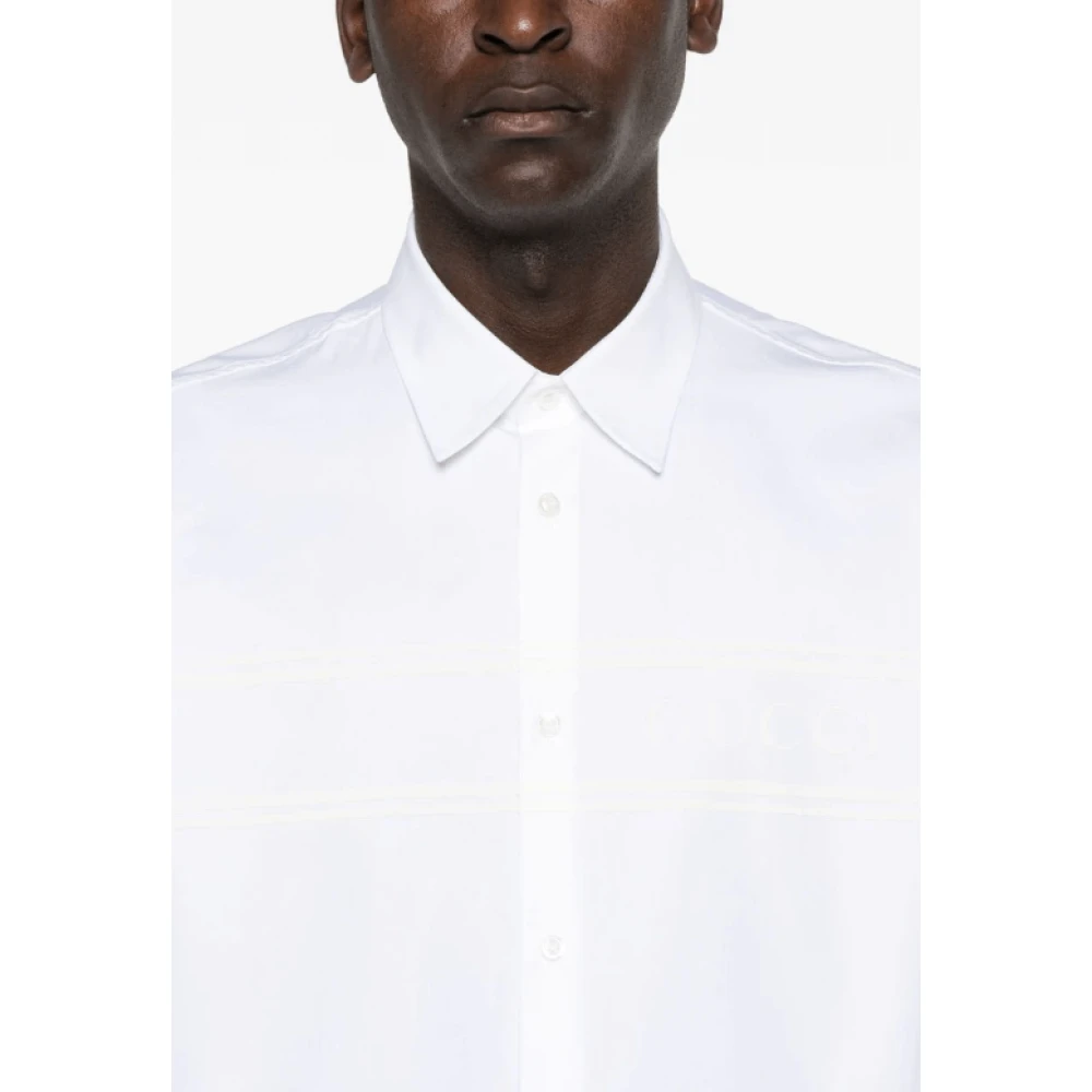 Gucci Wit Katoenen Logo Shirt White Heren