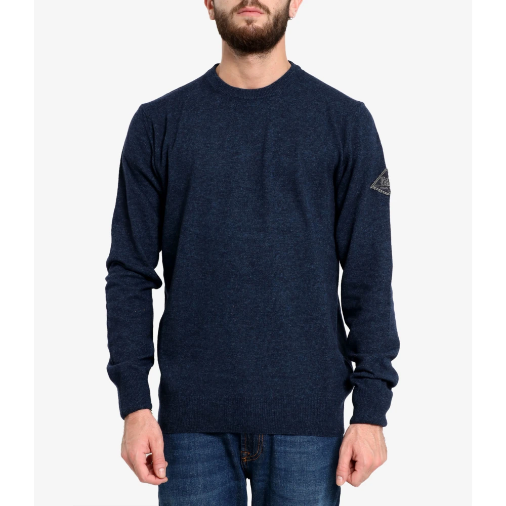 Roy Roger's Blauwe Wol Kasjmier Trui Blue Heren