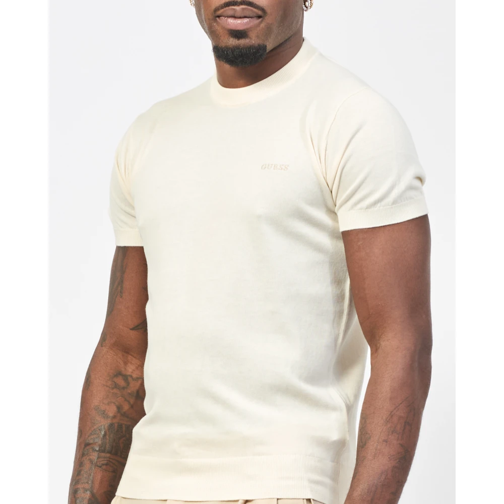 Guess Beige T-shirt met Ribbed Trim Beige Heren