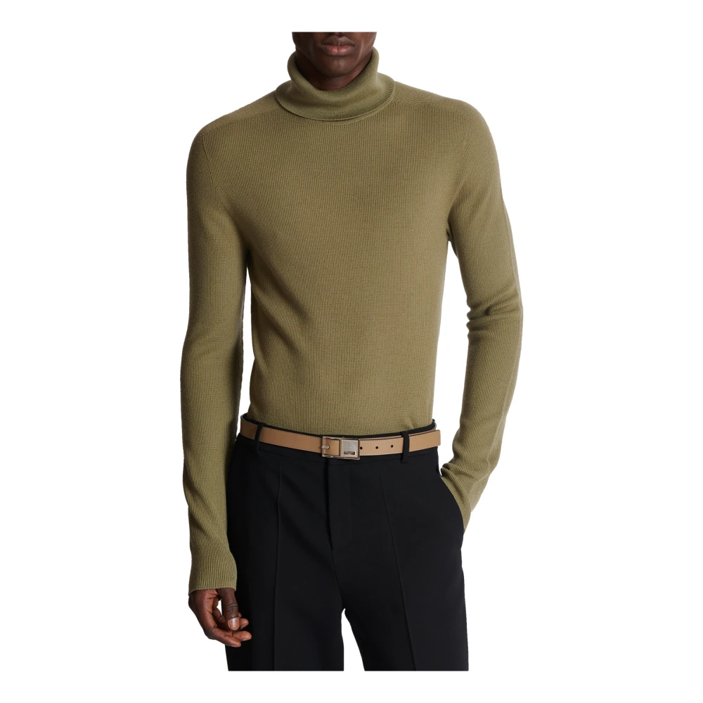 Balmain Dunne Signature kalfsleren riem Beige Heren