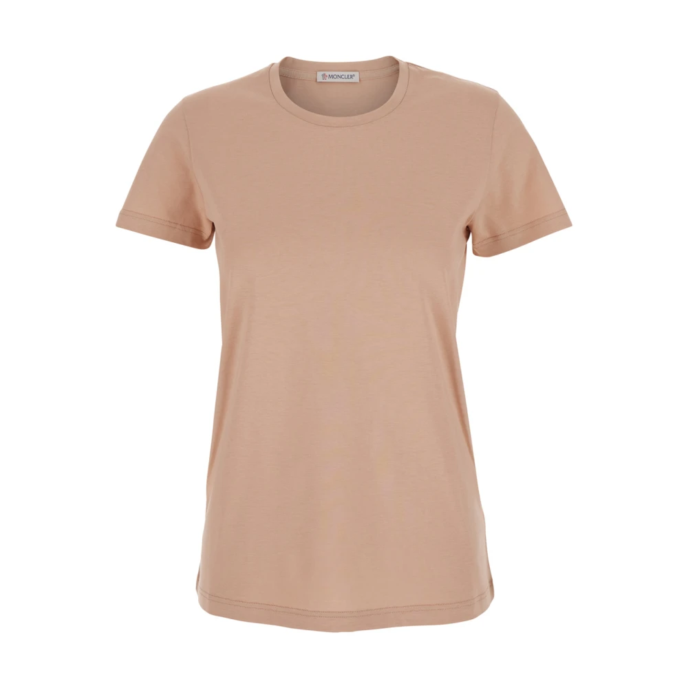 Moncler Roze Logo Patch T-Shirt Katoen Vrouw Pink Dames