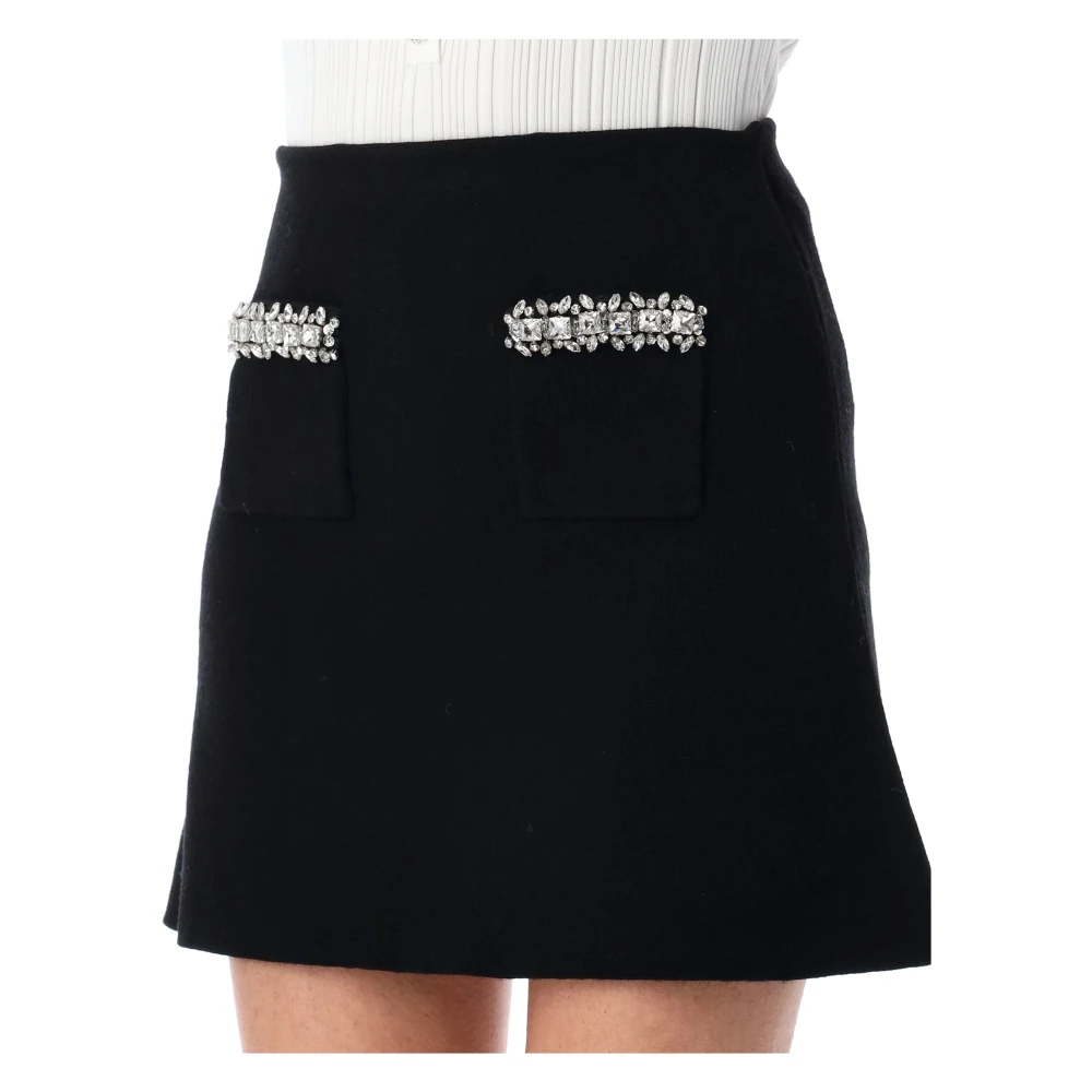 Self Portrait Zwarte Gebreide Versierde Minirok Black Dames