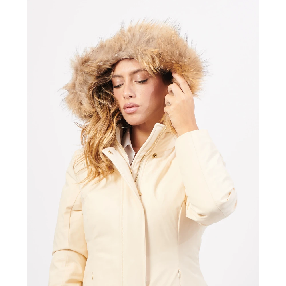 YES ZEE Parka jas met capuchon en bont Beige Dames