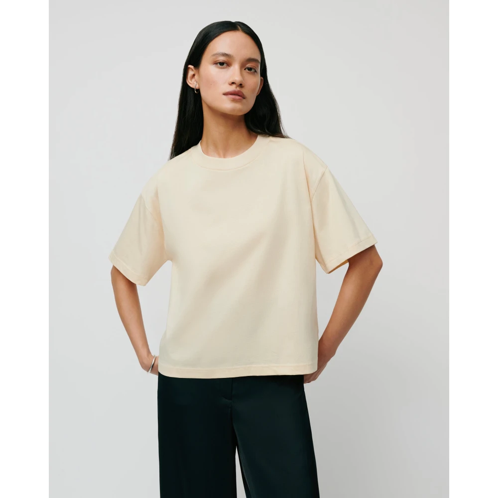 IVY OAK Boxy Katoenen T-shirt in Bleekgeel Yellow Dames