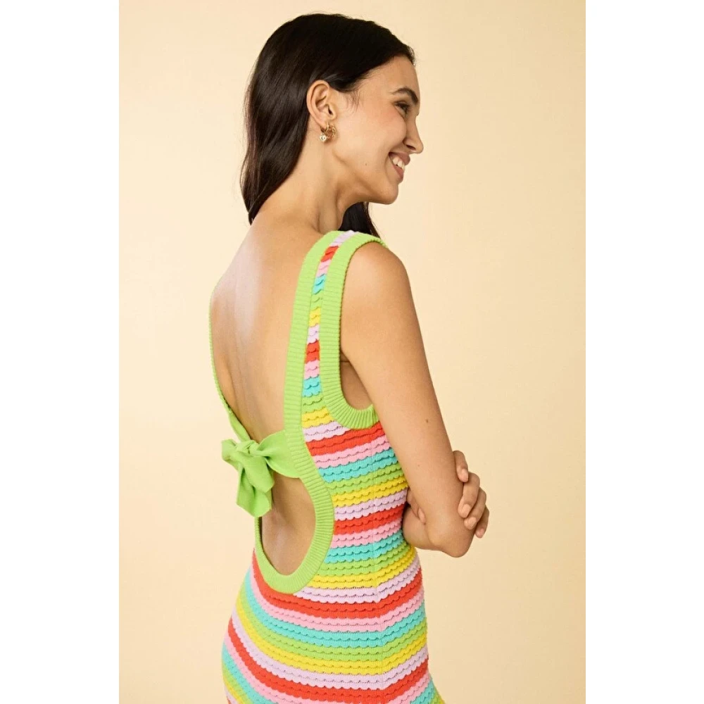 Manoush Regenboog Gebreide Rugloze Midi Jurk Multicolor Dames