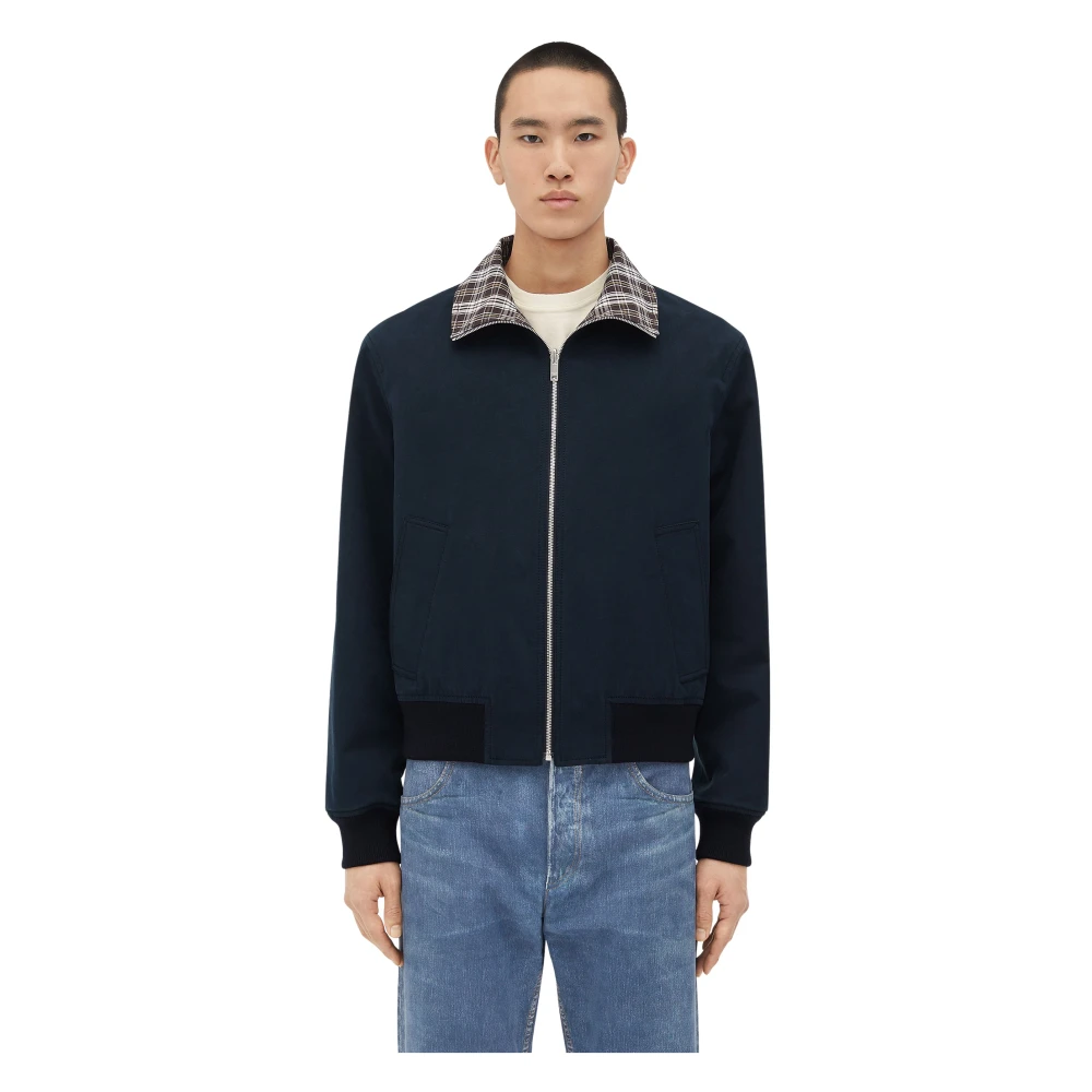 Bottega Veneta Blauwe Omkeerbare Geruite Jas Blue Heren