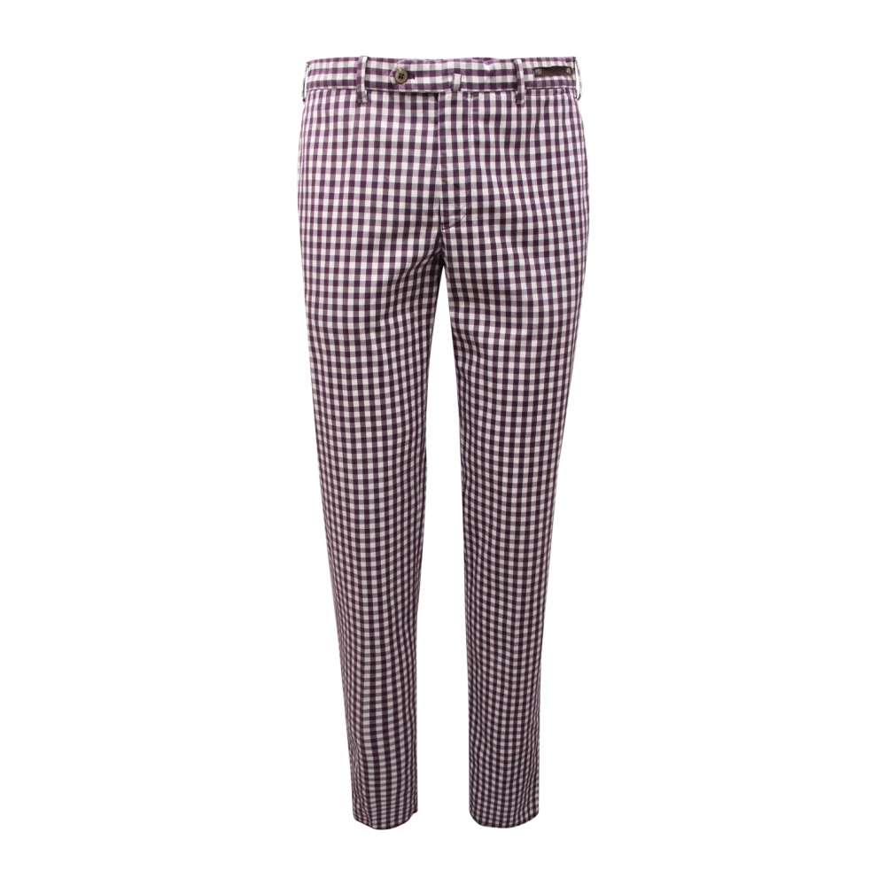 Pt01 Men's Purple Slim Fit Gart Dyed Trousers