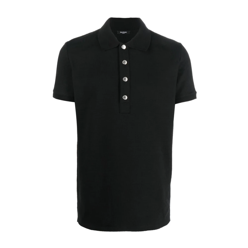 Balmain Monogram Piqué Polo Shirt Black Heren