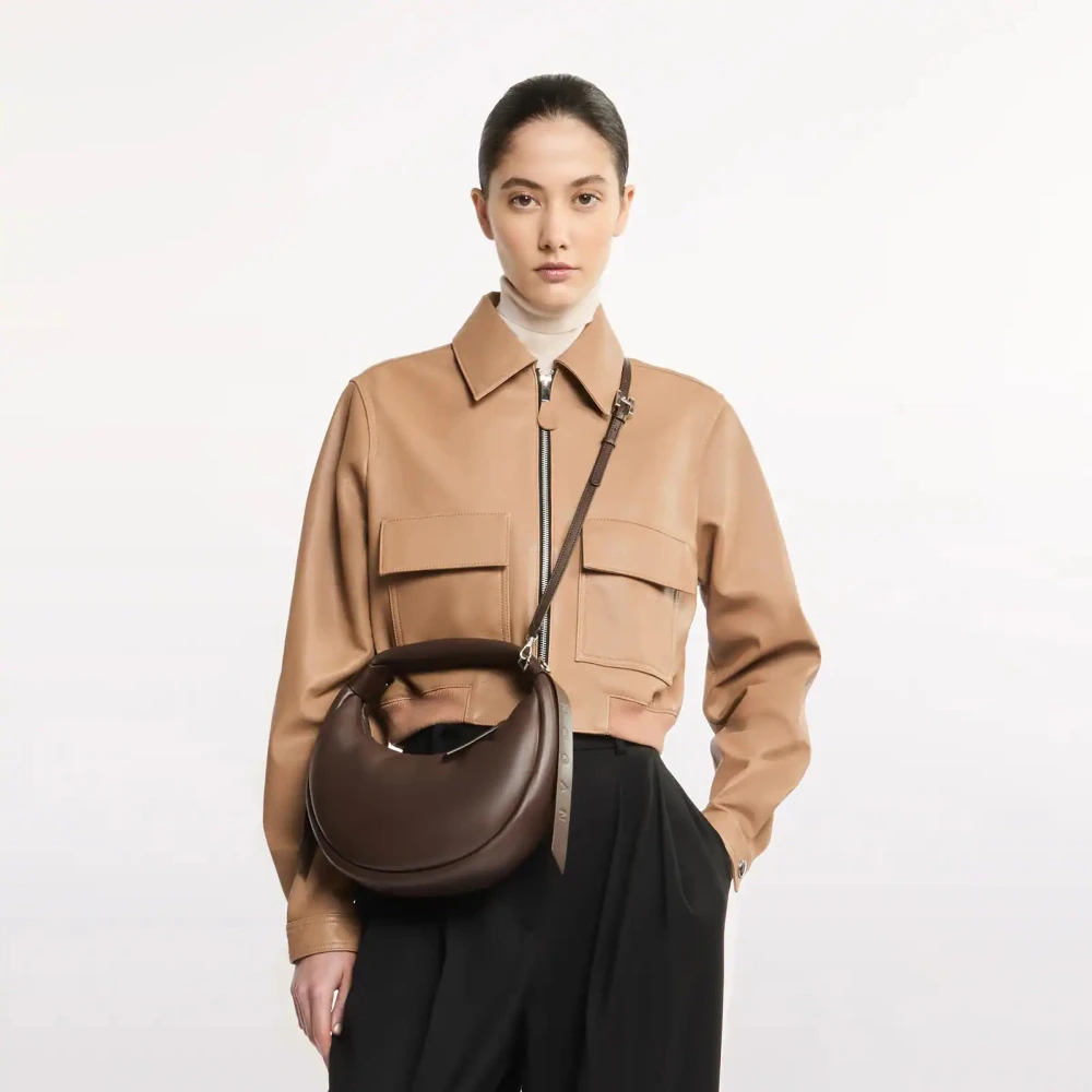 Hogan Bruine leren hobo tas Brown Dames