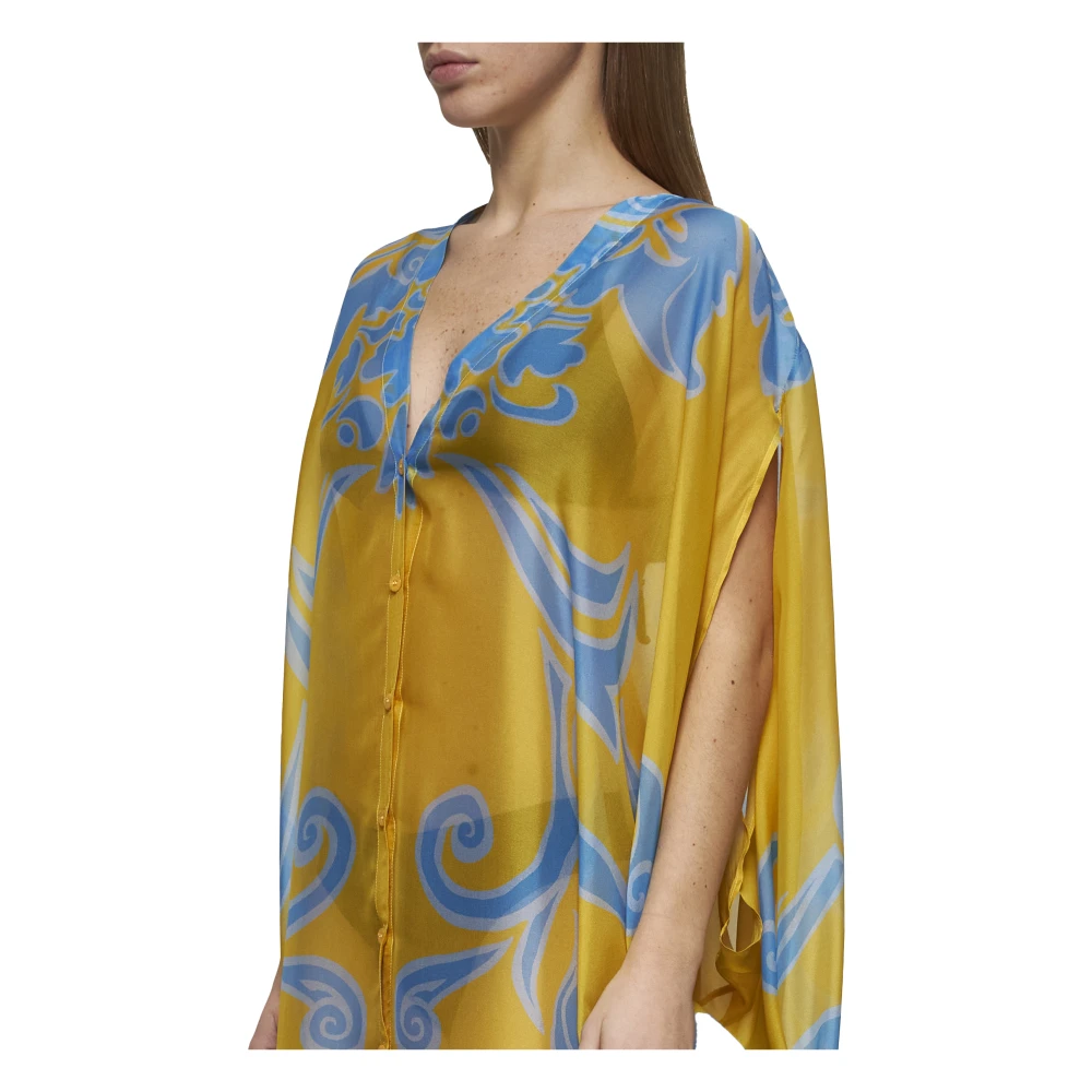 ETRO Gele Bloemen Paisley Zijden Jurk Yellow Dames