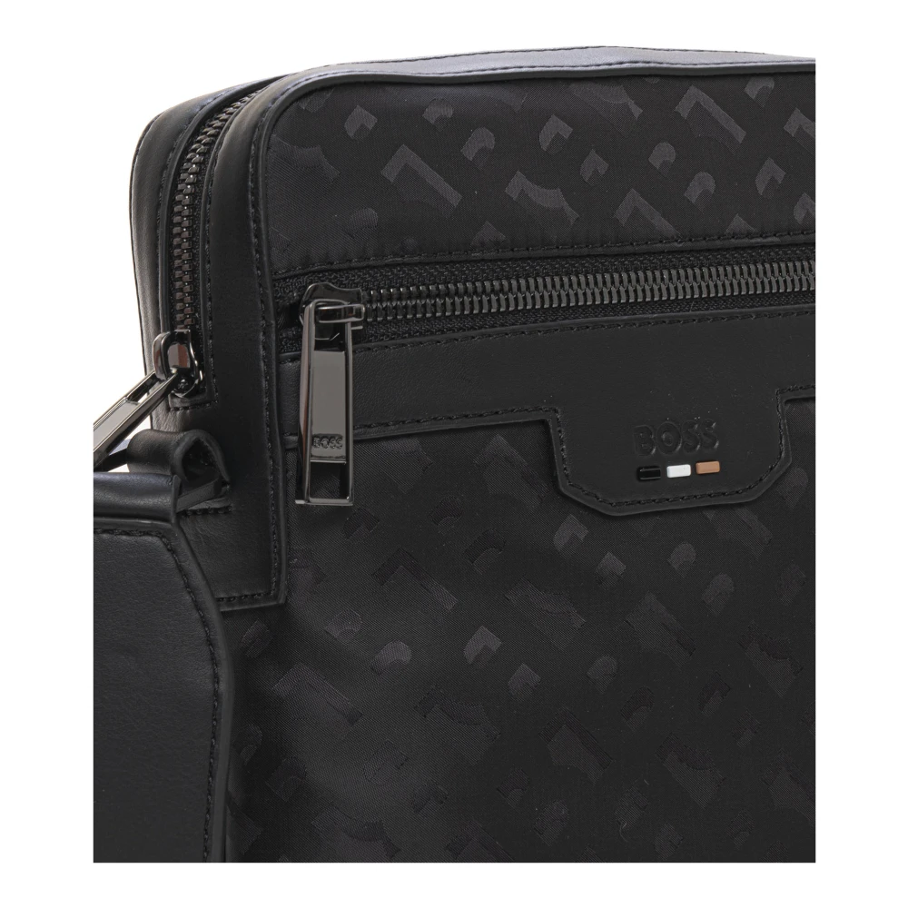 Boss Logo Schoudertas met Rits Black Heren