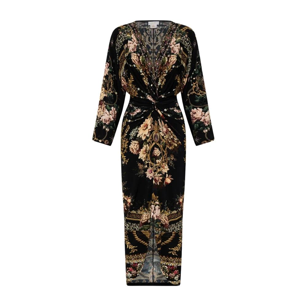 Camilla Zwarte Bloemen Twist Jurk Dynasty Daze Black Dames