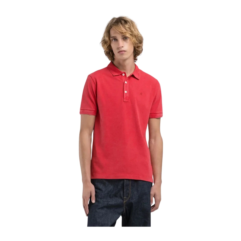 Replay Katoenen polo shirt met geborduurd logo Red Heren