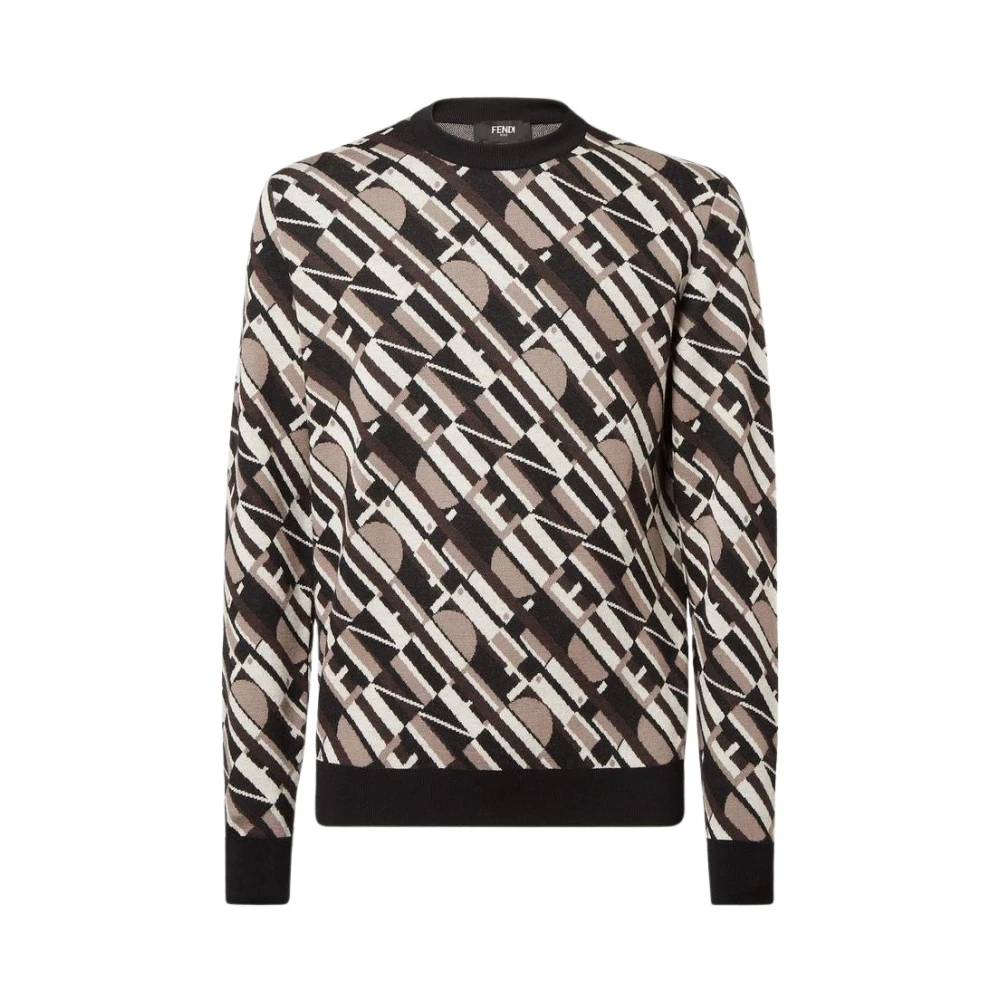 Fendi Röd Geometric Monogram Knit Sweater