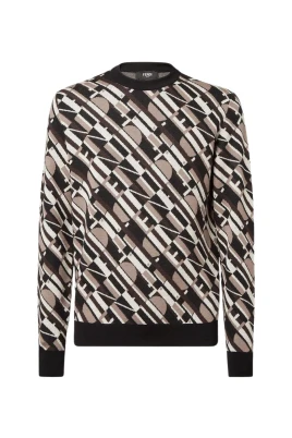 Geometric Monogram Knit Sweater