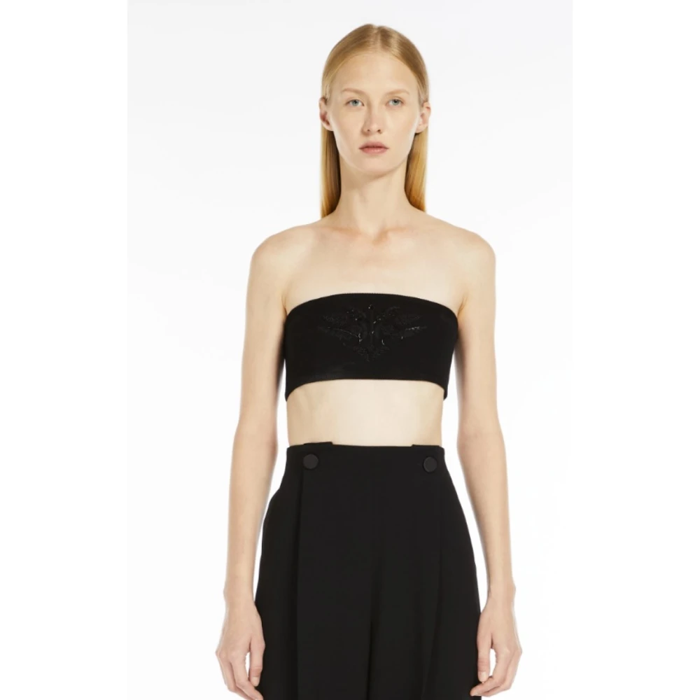 Max Mara Elegant Geborduurde Stretch Top Black Dames