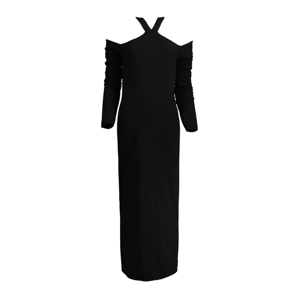 Circus Hotel Uitgesneden Wol Maxi Jurk Black Dames