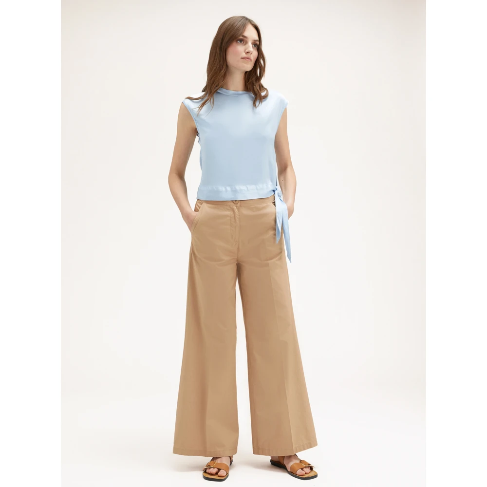 Motivi Satin blouse met knoopdetail Blue Dames