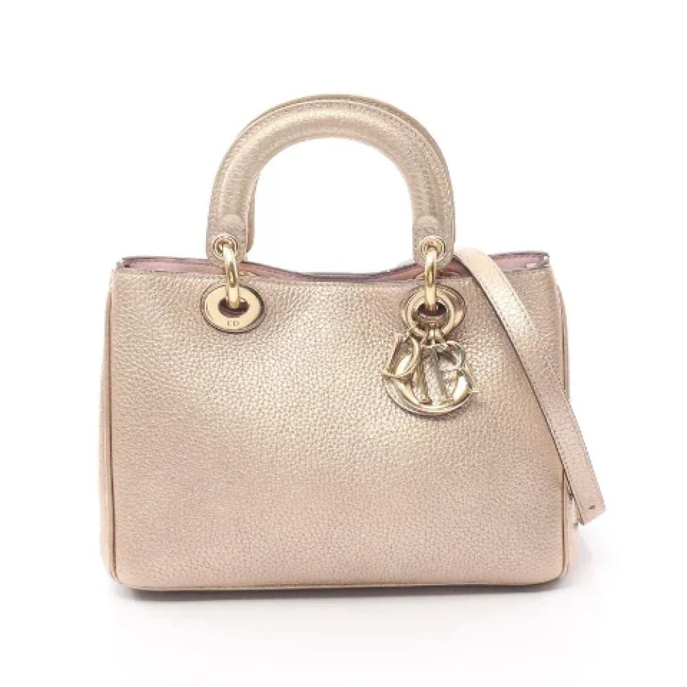 Dior Vintage Pre-owned Leather handbags Beige Dames