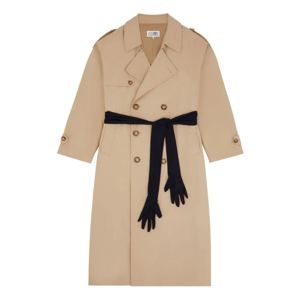 Mm6 Maison Margiela Women's Beige Cotton Trench Coat With Gloves