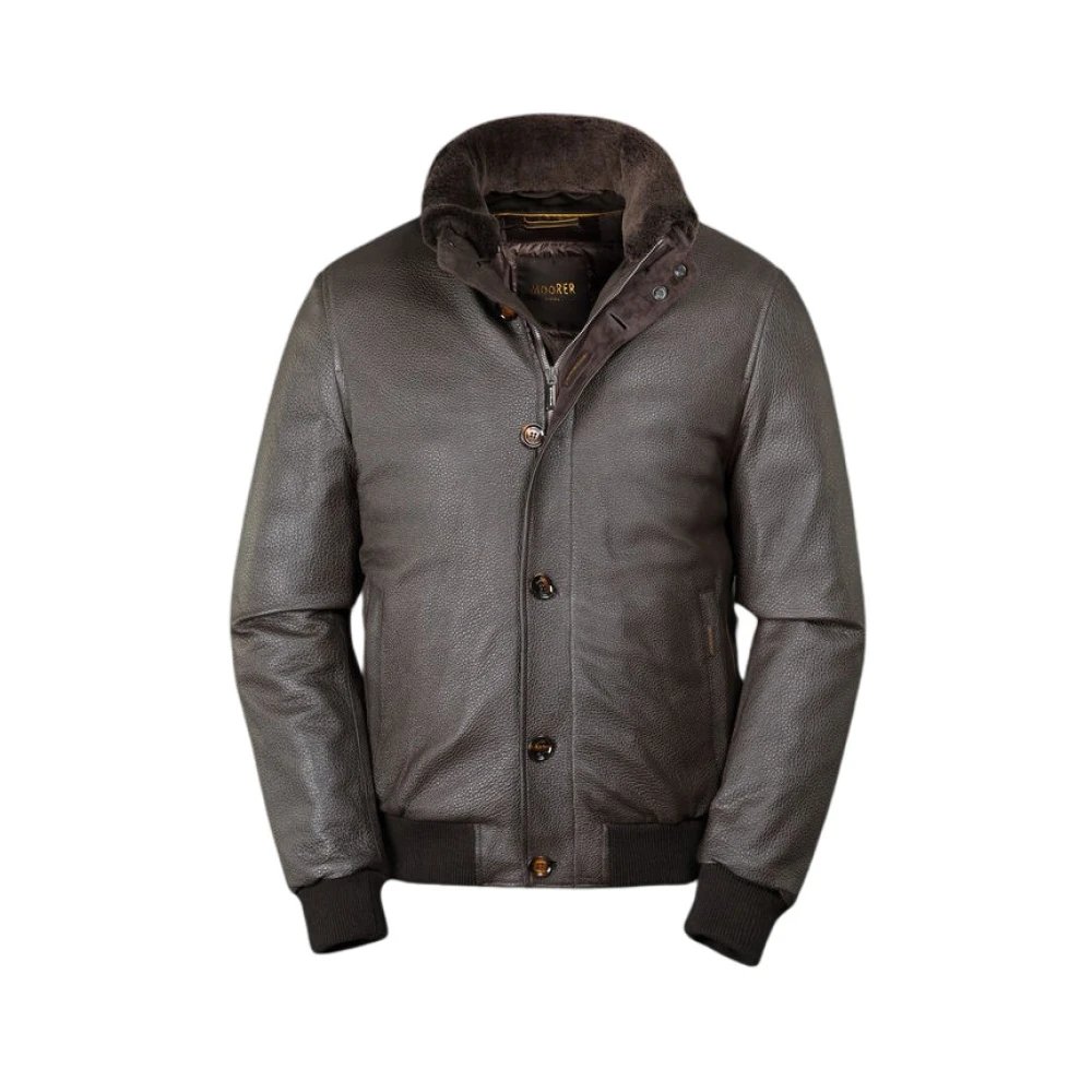Moorer Men's Brown Down Jackets, L, Precious Padded Bomber Jacket