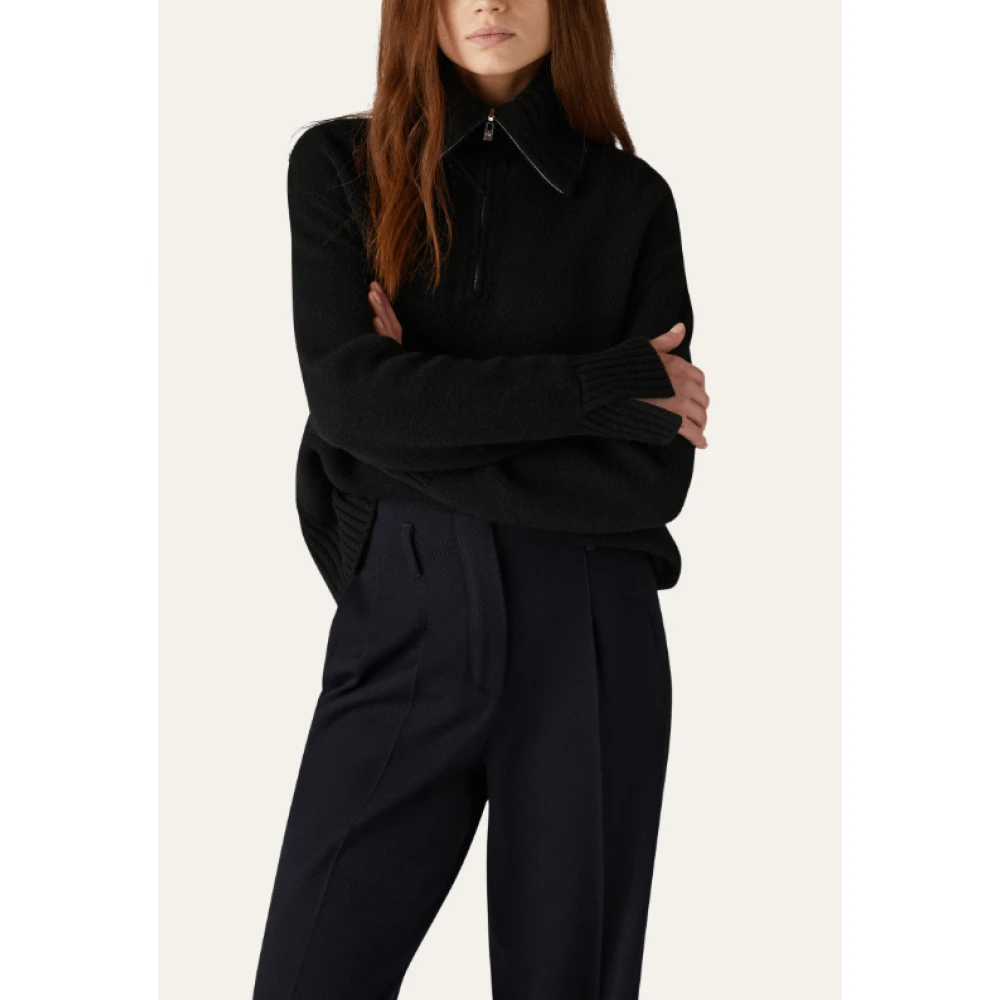 Loro Piana Zwarte Cashmere Half-Zip Sweater Black Dames