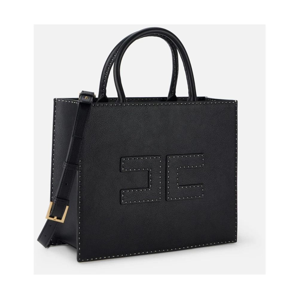 Elisabetta Franchi Zwarte Tote Tas met Media Black Dames