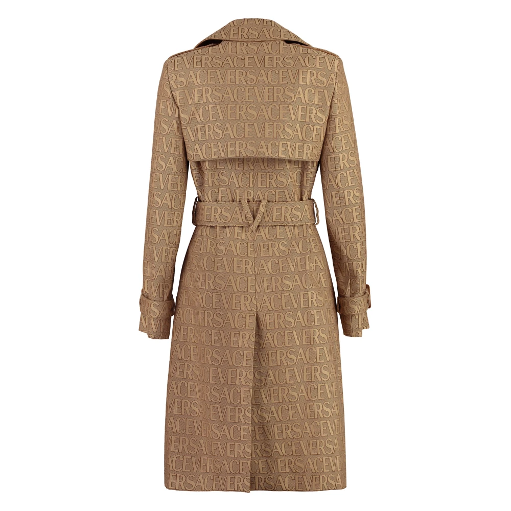 Versace Klassieke Trenchcoat met Leren Details Beige Dames