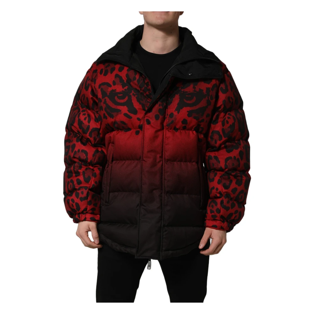 Dolce & Gabbana Men's Multicolor Winter Jackets, L, Reversible Animal Print Puffer Jacket