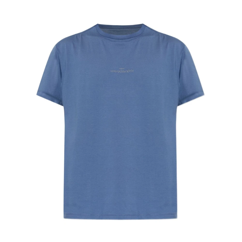 Maison Margiela Men's Blue T-Shirts, Xs, Distorted Logo T-Shirt