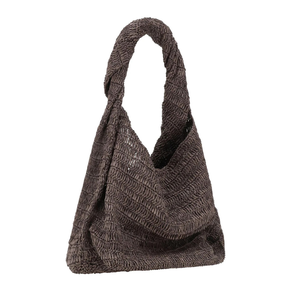P.a.r.o.s.h. Bruine Raffia Schoudertas met Tassels Brown Dames