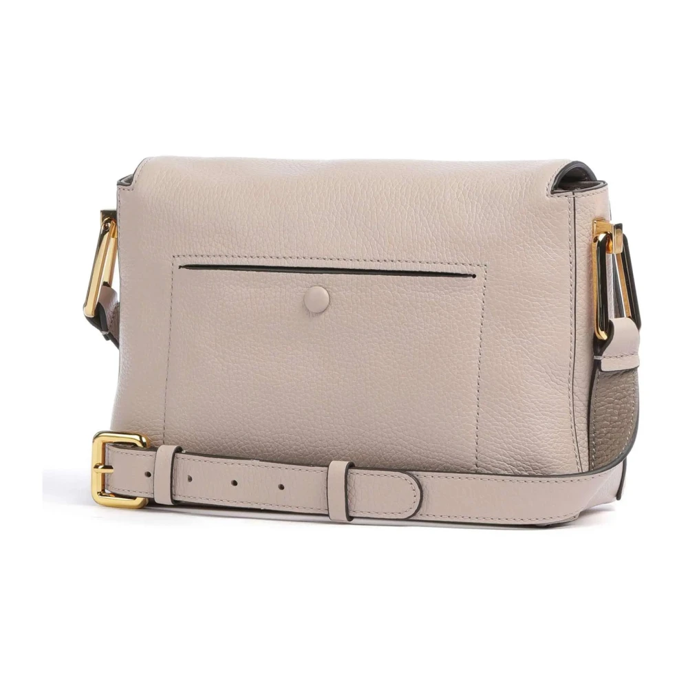 Coccinelle Leren Schoudertas met Gestructureerd Patroon Beige Dames