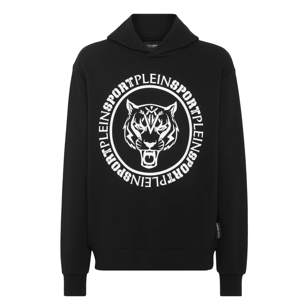 Plein Sport Men's Black Hoodies, L, Hooded Sweatshirt Carbon Tiger