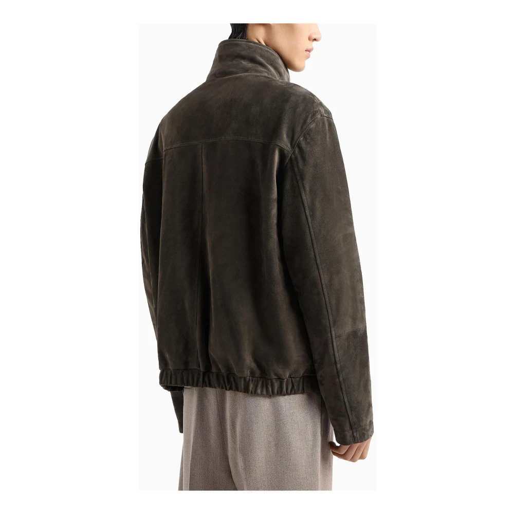 Emporio Armani Gewatteerde Suède Jas met Afneembare Jas Brown Heren