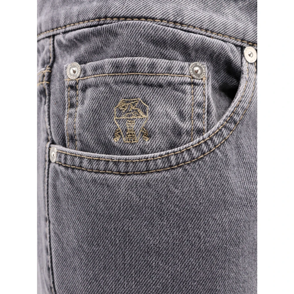 BRUNELLO CUCINELLI Traditionele fit jeans met revers Gray Heren