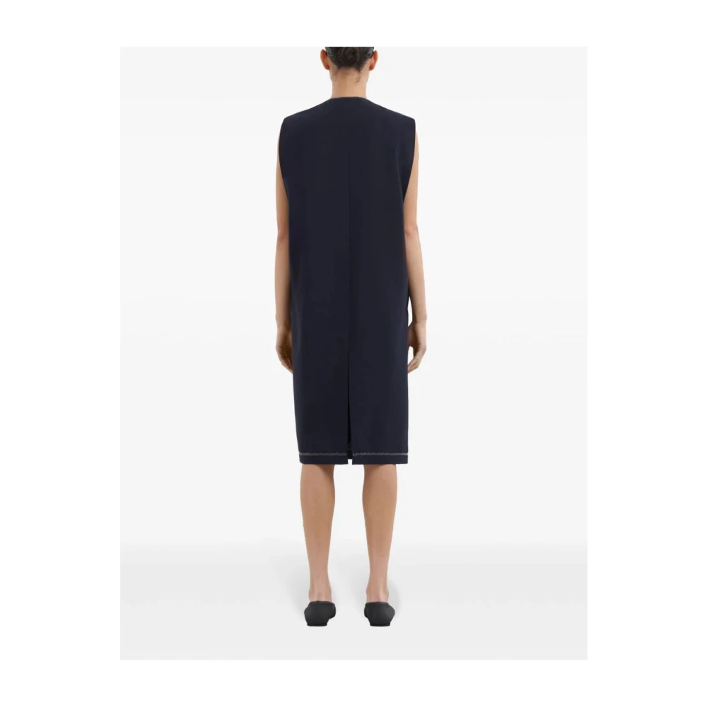 Marni Navy Wol Shift Jurk Blue Dames